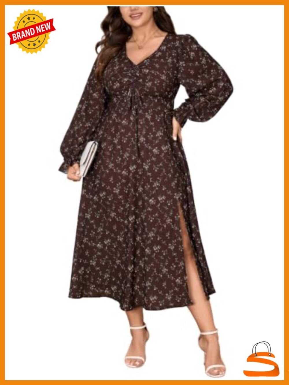 Plus Size Floral Maxi Dress Long Sleeve Boho Wedding Guest